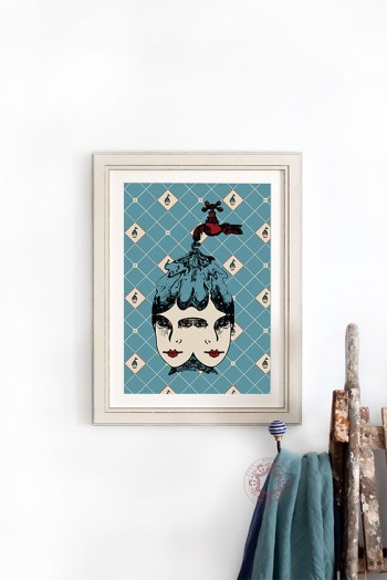 Hand-drawn water tap woman illustration print by Rasa Mateviciute 2020, rasadesign.art