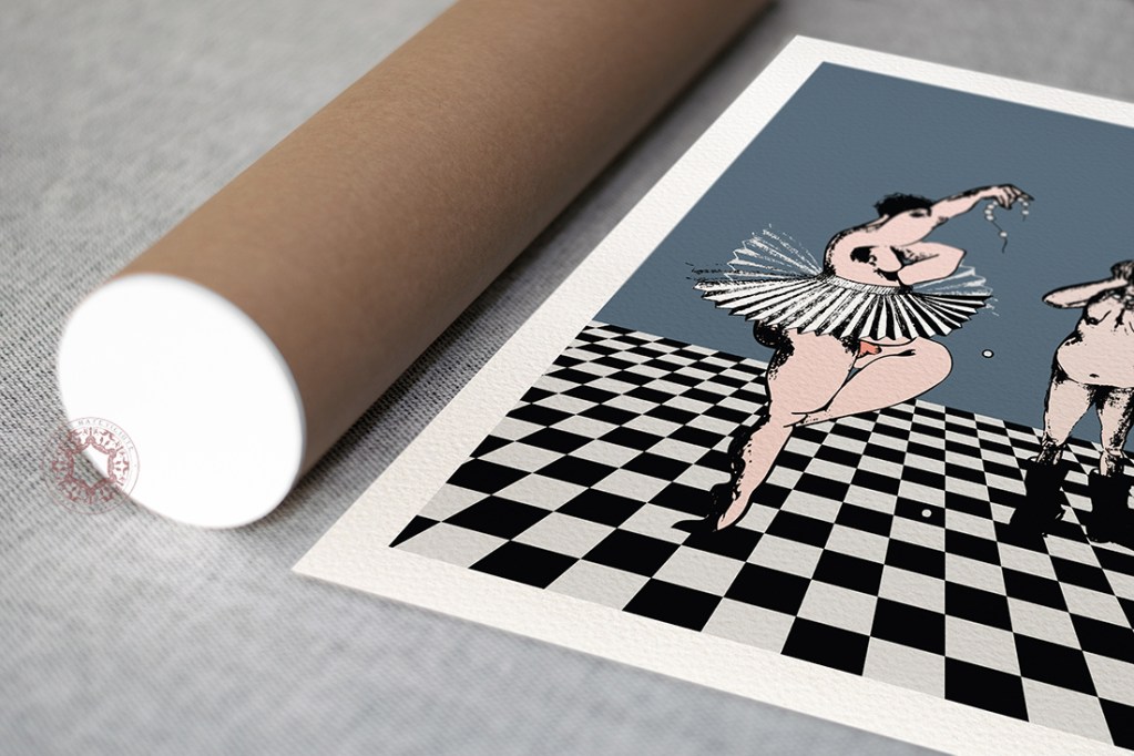 Hand-drawn ballerina illustration print by Rasa Mateviciute 2020, rasadesign.art