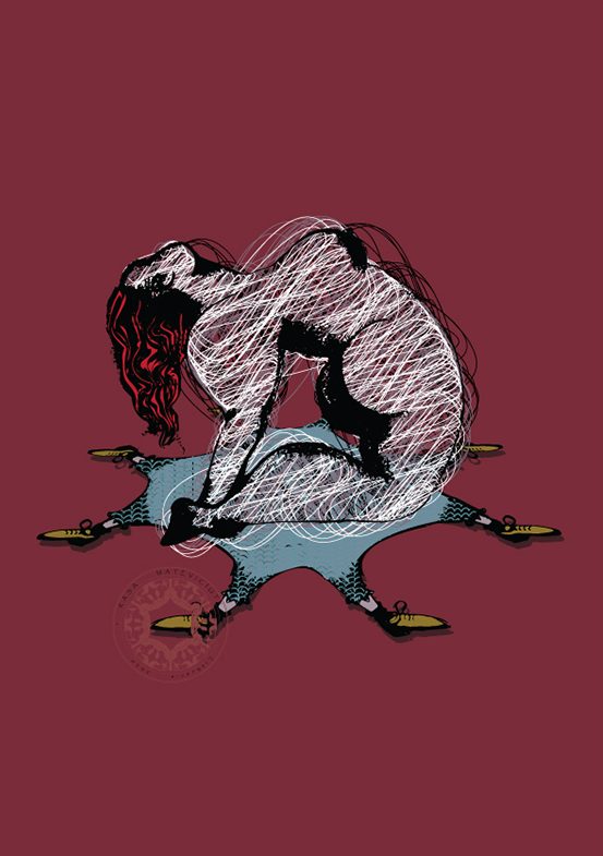 Hand-drawn Camel Pose Ustrasana Illustration Print: ”Yoga Star”, 2020 by Rasa Mateviciute, rasadesign.art