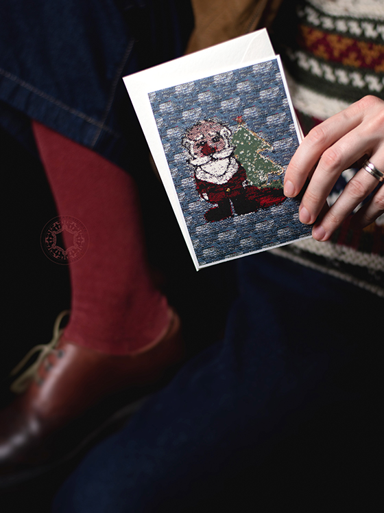Hand-painted and vectorized Father Christmas card illustration print: ''Father Christmas '', 2022, by Rasa Mateviciute