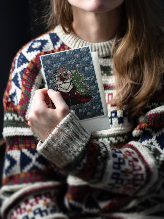 Hand-painted and vectorized Father Christmas card illustration print: ''Father Christmas '', 2022, by Rasa Mateviciute