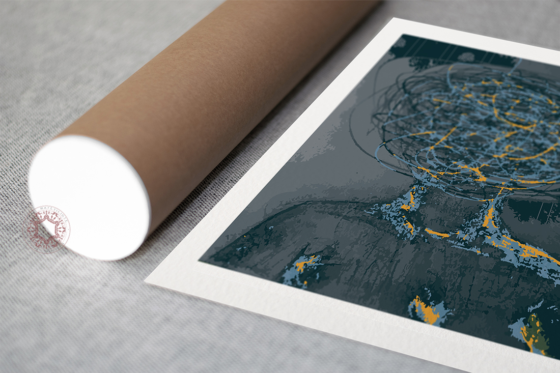 hand-drawn blue woman illustration print by rasa mateviciute 2023 rasadesign.art