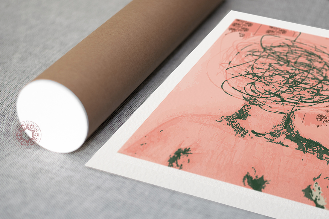 hand-drawn pink mind woman illustration print by rasa mateviciute 2023 rasadesign.art
