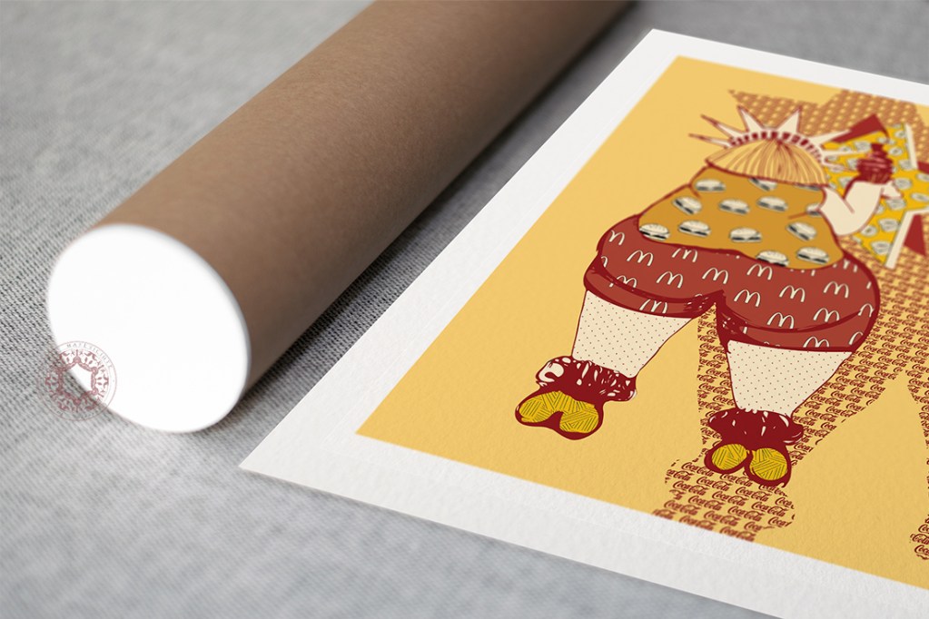 Hand-drawn chubby woman illustration print by Rasa Mateviciute 2022, rasadesign.art