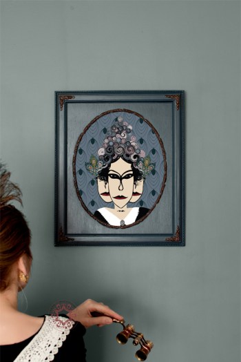 Hand-drawn Three-Headed woman illustration print by Rasa Mateviciute 2022, rasadesign.art