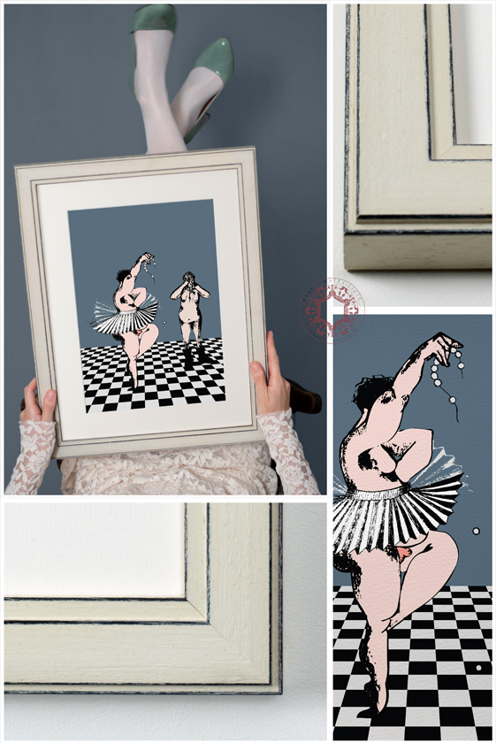 The illustration captures the essence of struggle and aspiration, featuring a male ballerina gracefully poised on a checkered floor, indicating the duality of traditional roles and artistic expression. The broken pearl necklace, serves as a powerful metaphor for shattered dreams and lost hopes, while the mother figure in the background, with her eyes covered with her hands, embodies the silent burden of disappointment and the emotional weight carried by parents. Together, these elements create a resonant narrative about the trials of pursuing one's passion amidst societal expectations and familial aspirations.