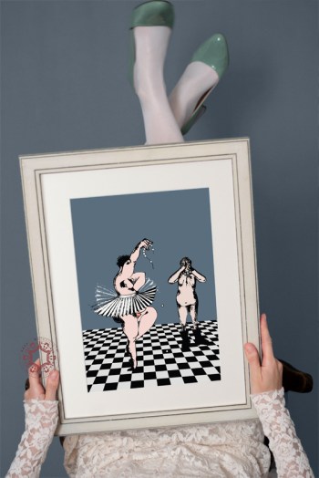 The illustration captures the essence of struggle and aspiration, featuring a male ballerina gracefully poised on a checkered floor, indicating the duality of traditional roles and artistic expression. The broken pearl necklace, serves as a powerful metaphor for shattered dreams and lost hopes, while the mother figure in the background, with her eyes covered with her hands, embodies the silent burden of disappointment and the emotional weight carried by parents. Together, these elements create a resonant narrative about the trials of pursuing one's passion amidst societal expectations and familial aspirations.